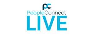 Light blue and navy logo: PeopleConnect Live