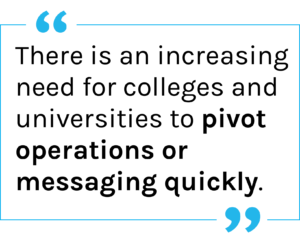 Quote: There is an increasing need for colleges and universities to pivot operations or messaging quickly.