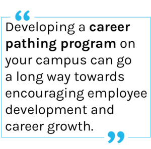 Quote: Developing a career pathing program on your campus can go a long way towards encouraging employee development and career growth.